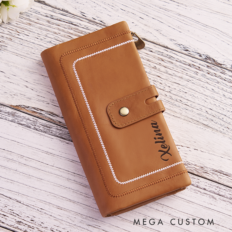 [Copy]Personalized Leather Wallet For Her Birth Flower Wallet with Name Engraved Wallet For Women Leather Purse Birthday Gift For Her Gift For Mother Bridesmaid Gift Christmas Gift