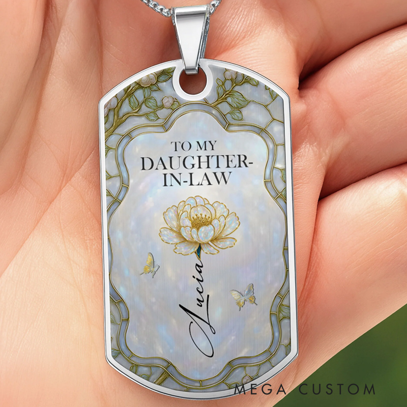 Personalized To My Daughter in Law Thank You for Loving My Son Custom Dog Tag Necklace Gift for Daughters in Law