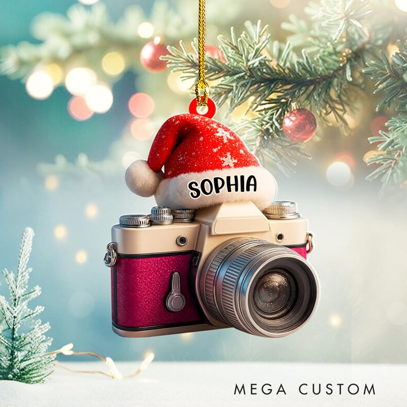 Personalized Camera Ornament 2025 Custom Photographer Christmas Ornament Photography Gift for Friend or Travel Lover Decoration