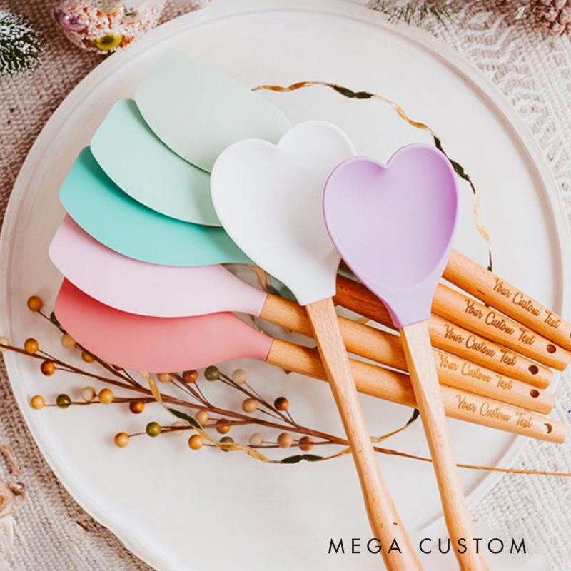 Personalized Wooden Spoon and Spatula Baking Tools with Name Engraved Baking Gift Box Set for Baker Baking Lover Gift