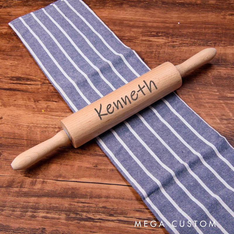 Personalized Rolling Pin, Wooden Spoon and Spatula Gift Box for Bakers Birthday Gift, Beechwood Baking Tool For Grandma with Name Baking Lover Gift