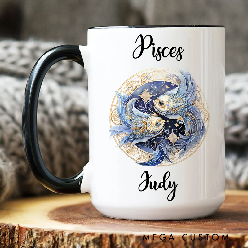 Personalized Astrology Zodiac Constellation Mug with Name Birthday Gift for Women Men