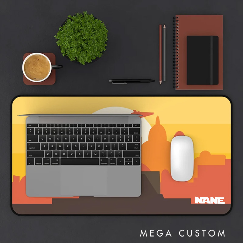 Personalized Futuristic Cityscape Desk Mat Custom Work or Gaming Mousepads Gift for Geek Nerd Lover
