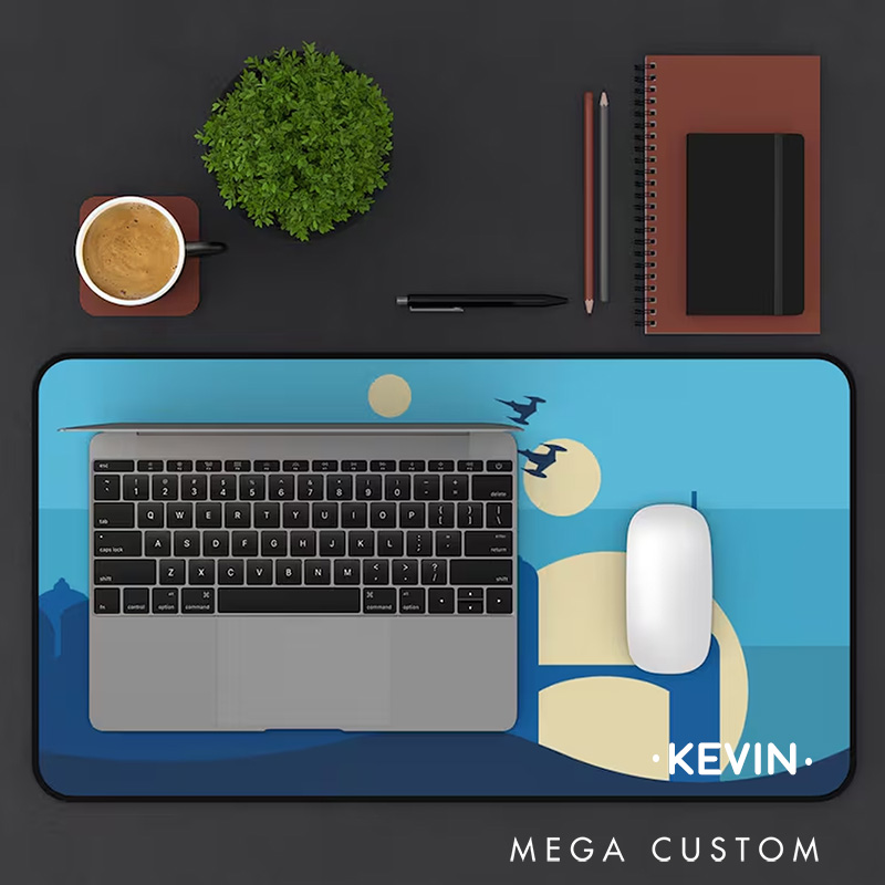 Personalized Sci-Fi Futuristic Skyline Desk Mat Custom Work or Gaming Mousepads Gift for Sci-Fi Geek Nerd Lover