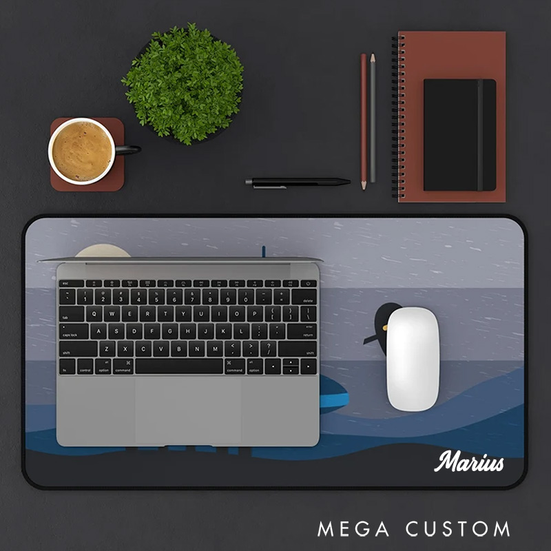 Personalized Futuristic Nightscape Mousepads Custom Minimalist Work or Gaming Desk Mat Gift for Sci-Fi Geek Nerd Lover