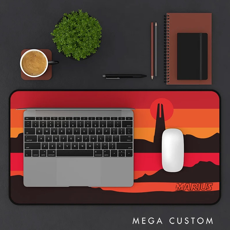 Personalized Sunset Adventure Desk Mat Custom Work or Gaming Mousepads Gift for Geek Nerd Lover