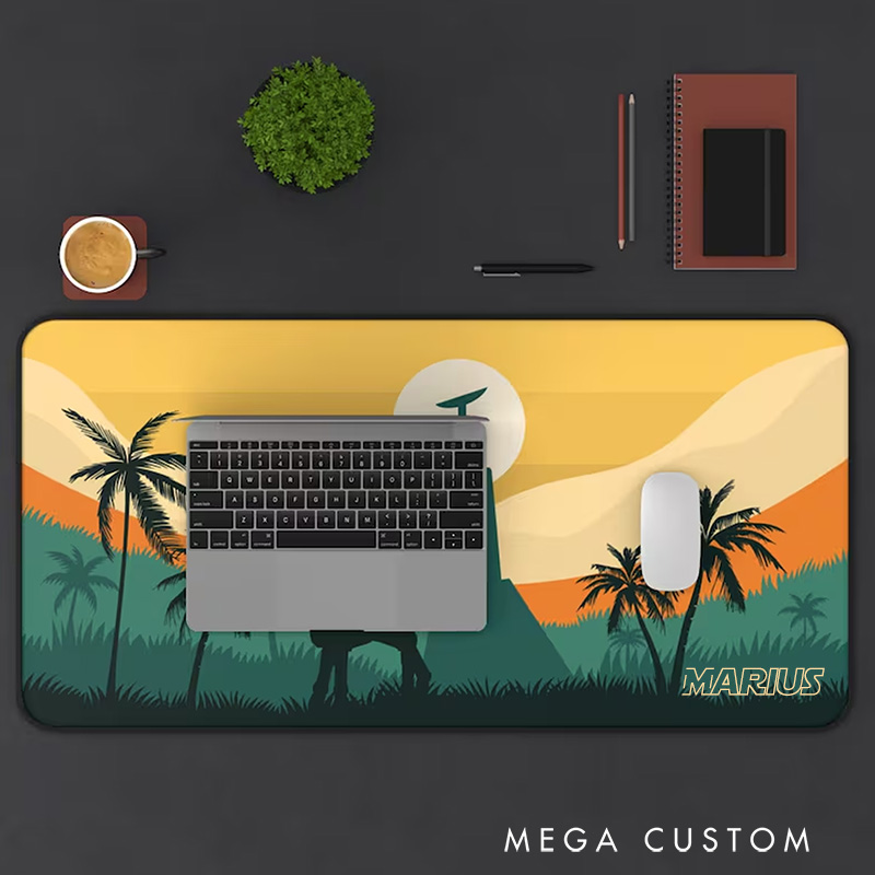 Personalized Tropical Sunset Adventure Mousepads Custom Work or Gaming Desk Mat Gift for Geek Nerd Lover