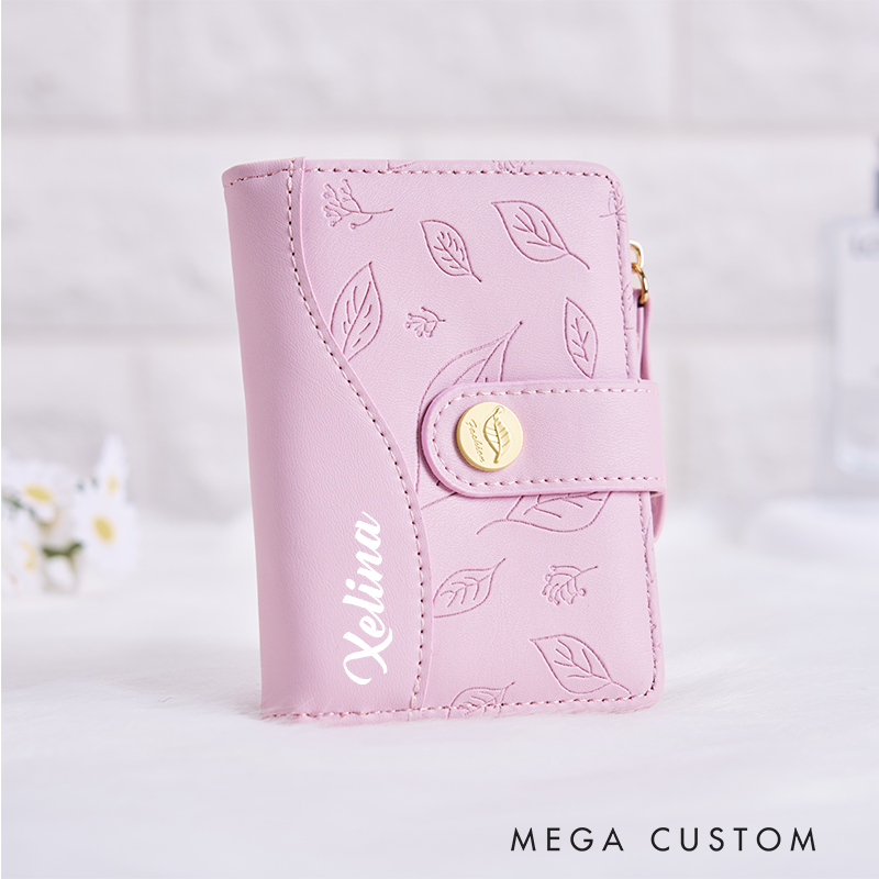 [Copy]Personalized Leather Wallet for Girl Birth Flower Wallet for Her Credit Card wallet Leather Wallet With Zipper Purse Wallet Cute wallet Unique Gift for Her Birthday Gifts