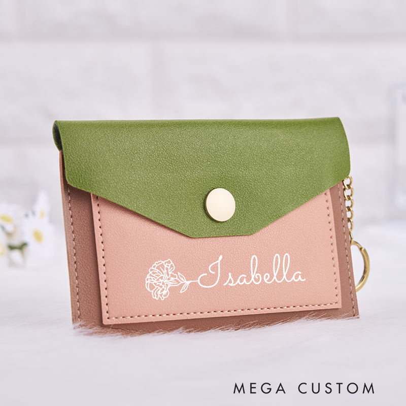 [Copy]Personalized Leather Wallet for Girl Birth Flower Wallet for Her Slim Wallet Purse Wallet Cute wallet Unique Gift for Her Birthday Gifts