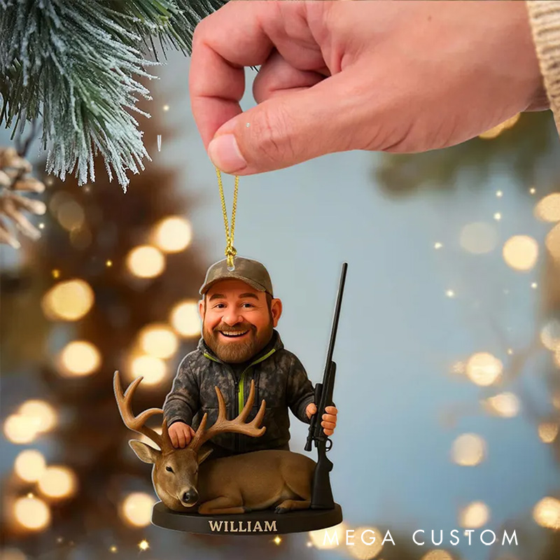 Personalized Photo Hunting Ornament Hunting Ornament Gift for Deer Hunter Hunter Christmas Ornament Custom Hunter Gift for Dad Grandpa