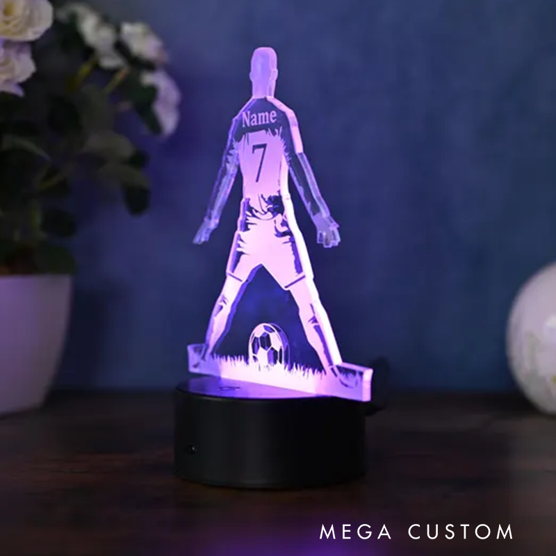 Personalized Soccer 3D Night Light Custom Name and Number LED Lamp for Fans
