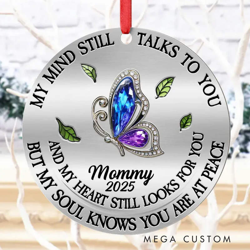 Personalized Memorial Photo Ornament Memorial My Mind Still Talks To You Acrylic Christmas Ornament Loss of Loved One Gift 