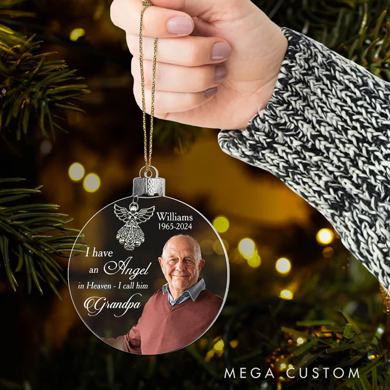 Personalized Photo Acrylic Ornament Angel In Heaven Memorial Ornament Memorial Day Ornament Loss Ornament Funeral Ornaments