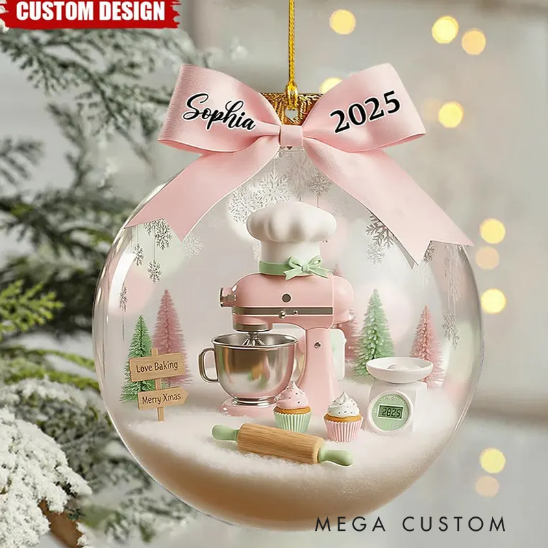 Personalized 2025 Baking Christmas Ornament with Name Holiday Baking Christmas Tree Decoration Baking Keepsake Baker Xmas Gift