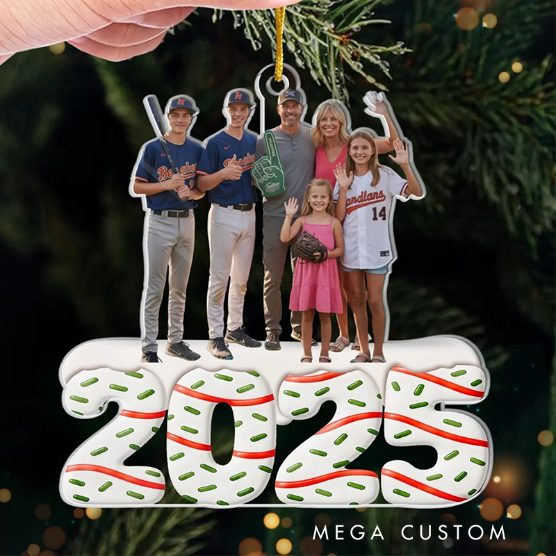 Personalized Baseball Family Christmas Ornament with Custom Photo