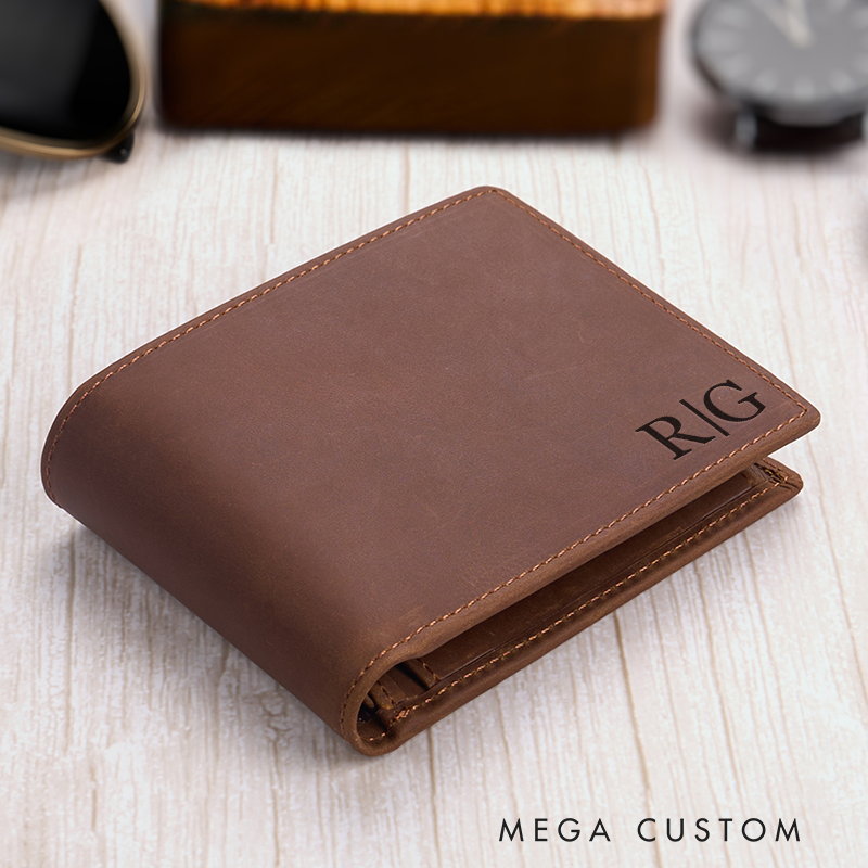 Personalized Leather Wallet Mens Wallet Custom Wallet for him Engraved Wallets with Name Minimalist Wallet Leather Gift For Him Gift for Husband Boyfriend Father