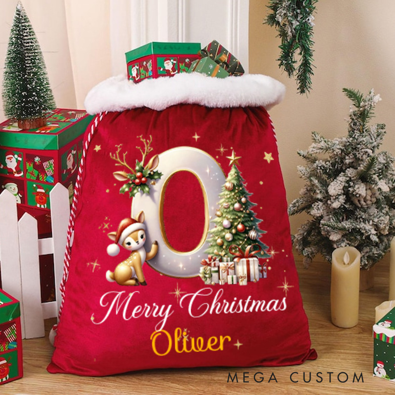Personalized Santa Gift Sack with Festive Red Design and Custom Name Perfect for Holiday Celebrations Christmas Bag