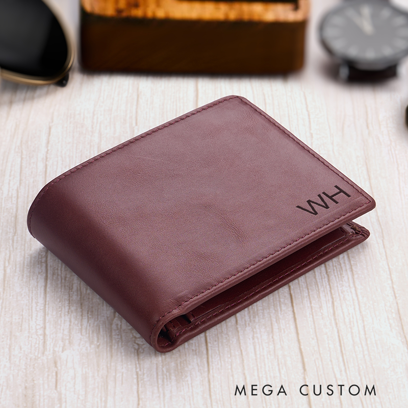 Personalized Leather Wallet Mens Wallet Custom Wallet for him Engraved Wallets with Name Minimalist Wallet Leather Gift For Him Gift for Husband Boyfriend Father