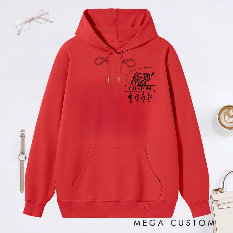 Personalized Fishing Hoodie Fishing Sweatshirt Custom Fishing Gift with Fish and Hook Print Design Comfortable and Stylish Gift for Fishing Enthusiasts