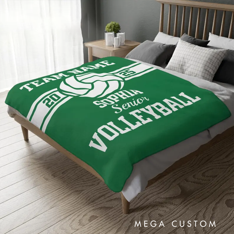 Personalized Volleyball Team Blanket Custom Senior Gift with Name Team Name and Year