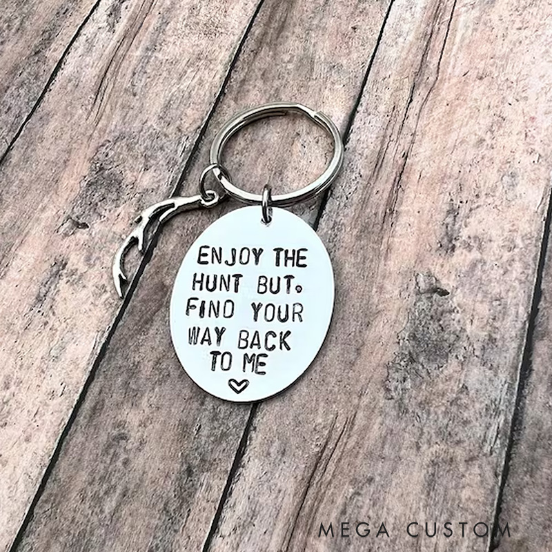 Personalized Deer Hunting Stainless Steel Keychain Custom Hunter Keychain Hunter Gift for Men Boyfriend Husband