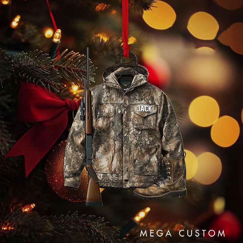 Personalized Hunting Ornament Custom Hunting Christmas Tree Ornament Hunting Vest Christmas Decor Gift for Hunter Dad Husband