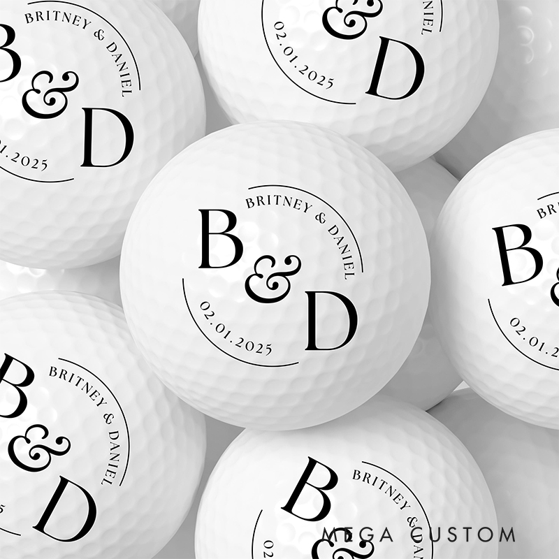 Personalized Commemorative Golf Ball with Names and Special Date  