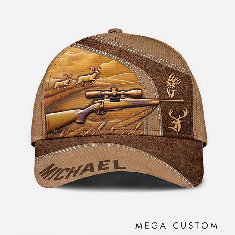 Personalized 3D Deer Hunting Hat Hunting Classic Cap Gifts for Men Boyfriend Husband