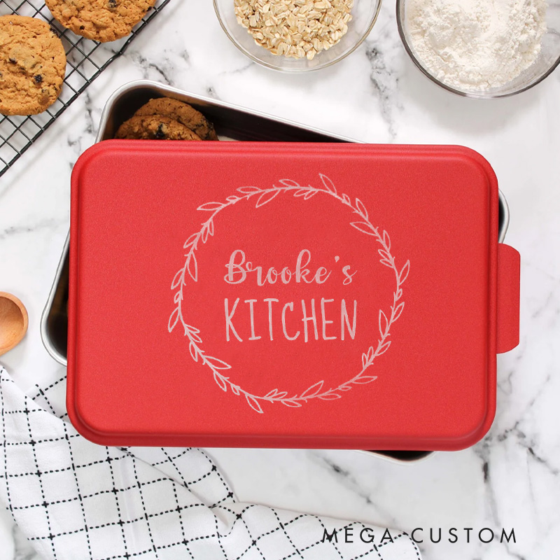 Personalized Aluminum Baking Pan with Lid Engraved Name Kitchen Cake Pan for Baker Mom Grandma Gift Baking Lover Gifts
