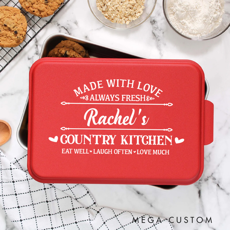Personalized Made with Love Baking Pan with Lid Aluminum Baking Queen Cake Pan with Name for Baker Mom Grandma Gift Baking Lover Gifts