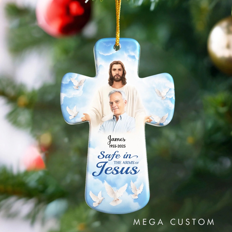 Personalized Acrylic Ornament Memorial Safe In The Arms Of Jesus Memorial Gift for Loss of Loved One