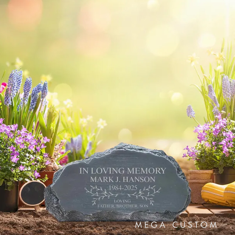 Personalized Memorial Garden Stone Engraved Name Rock Outdoor Plaque Sympathy Gift for Loss of Loved One