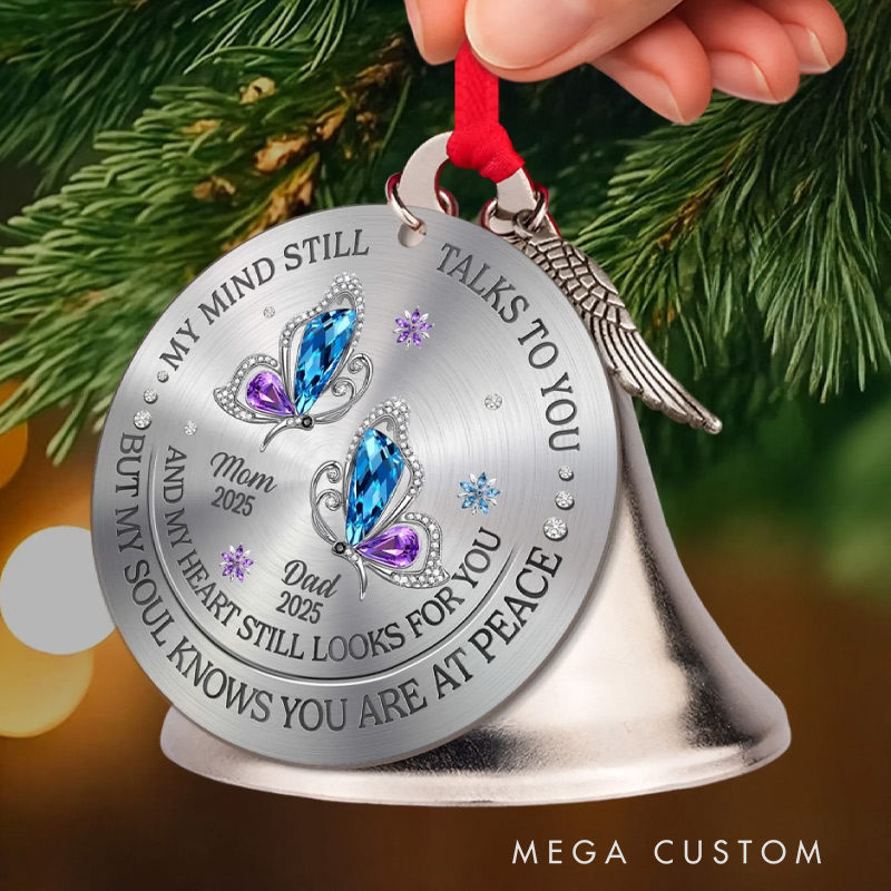 Personalized Bell Ornament With Charms Memorial Sympathy Gifts for Loss of Loved One Your Light Still Guides My Way