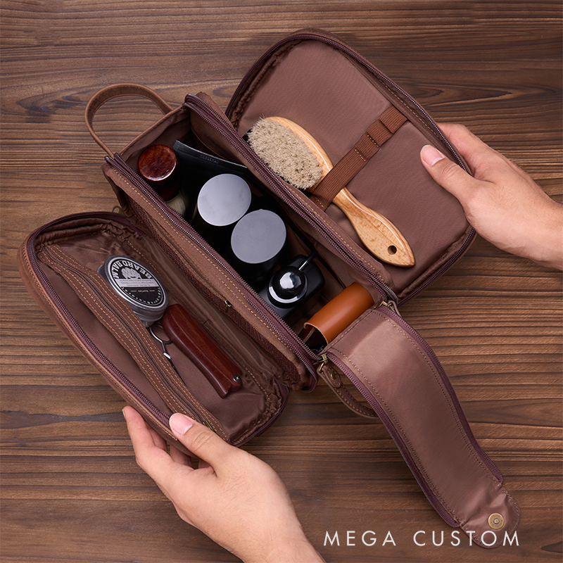 Personalized Men's Leather Toiletry Bag Leather Dopp Kit Anniversary Gift Custom Gift for Men Gifts For Husband Wedding Groomsmen Gifts