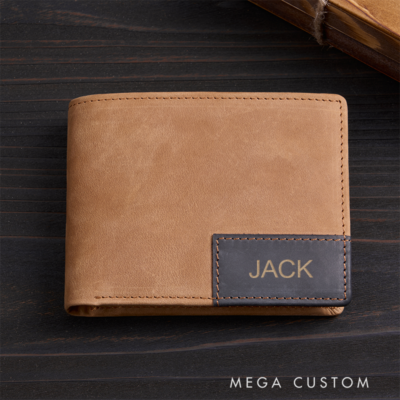 Personalized Leather Wallet Custom Wallet for Him Engraved Wallets with Name Mens Wallet Minimalist Wallet Leather Gift For Him Gift for Husband Boyfriend Father