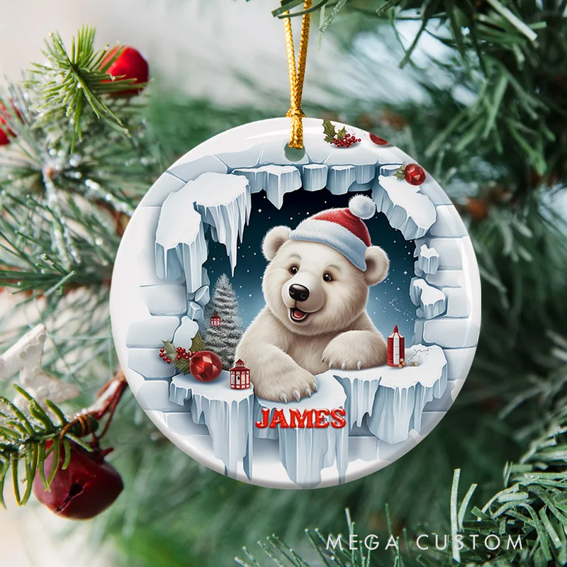 Personalized Ceramic Christmas Ornament with Name Snowman Reindeer Santa Claus Tree Decoration Gift for Family