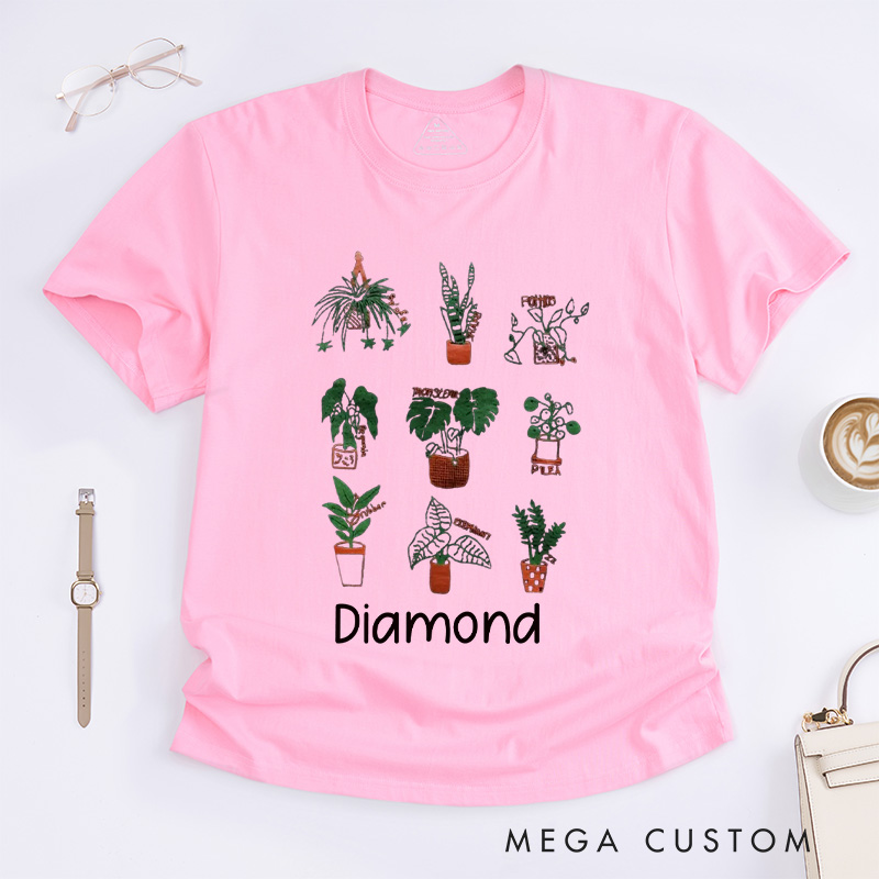 Personalized Plant Classic T-Shirts Plant Screen Printed T Shirt Plant Lover Shirt Gardening Lover Shirt for Gardener Gift Plant Lover Gift