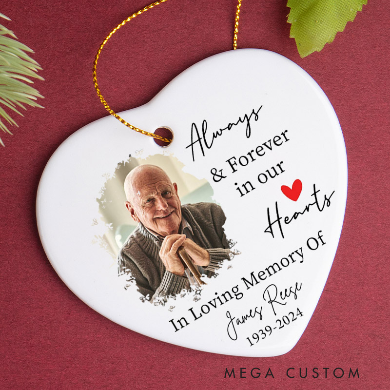 Personalized Photo Memorial Ornament Remembrance Ceramic Ornament for Loss of Loved One Sympathy Gift