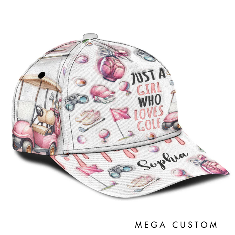 Personalized "Just a Girl Who Loves Golf" Cap with Custom Name   