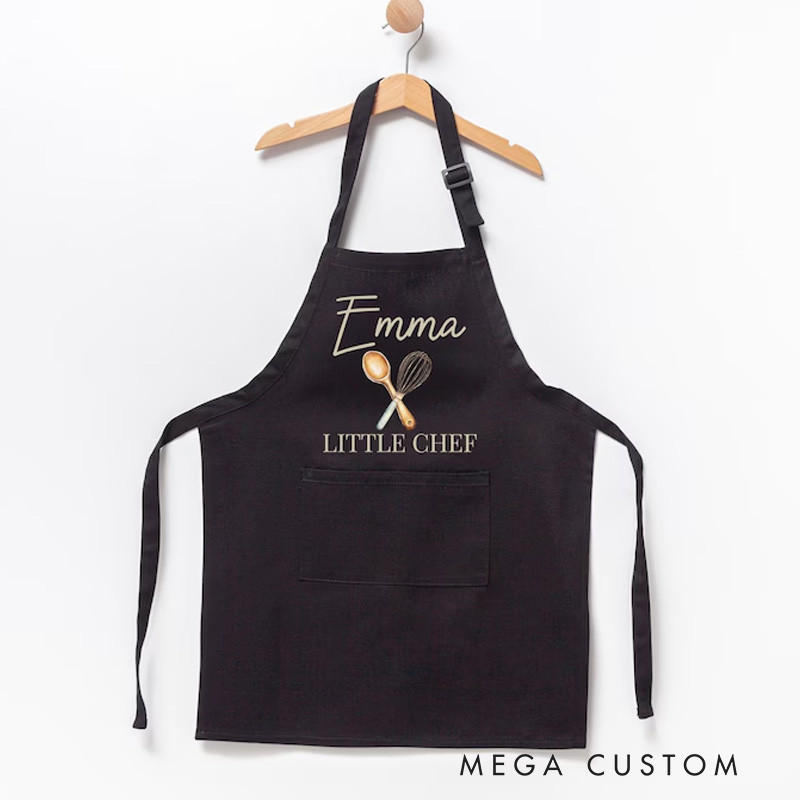 Personalized Cartoon Witch Character Pumpkin Adjustable Apron Chef Hat Set with Name and Initial Daily Use Halloween Party Gift for Kids