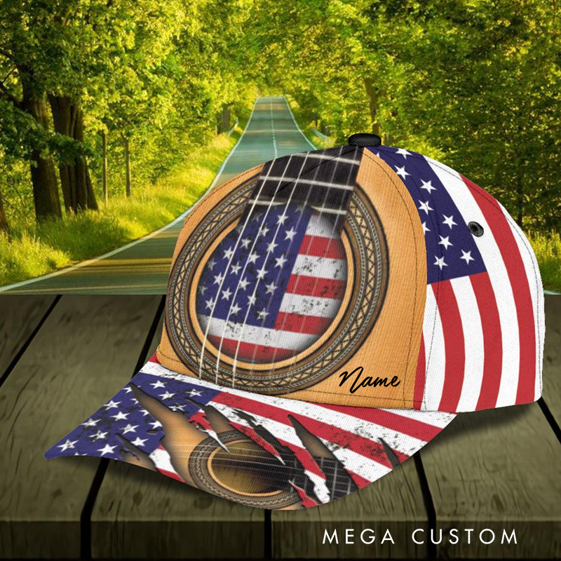 Personalized Name Classic Cap 3D Print Baseball Cap for Music Lover and Guitar Lovers Custom Gift