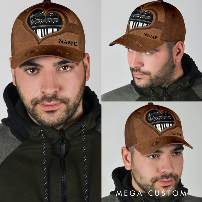 Personalized Name Piano Classic Cap 3D Print Baseball Cap for Music Lover and Piano Lovers Custom Gift