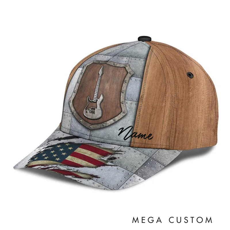 Personalized Name Classic Cap 3D Print Baseball Cap for Music Lover and Guitar Lovers Custom Gift