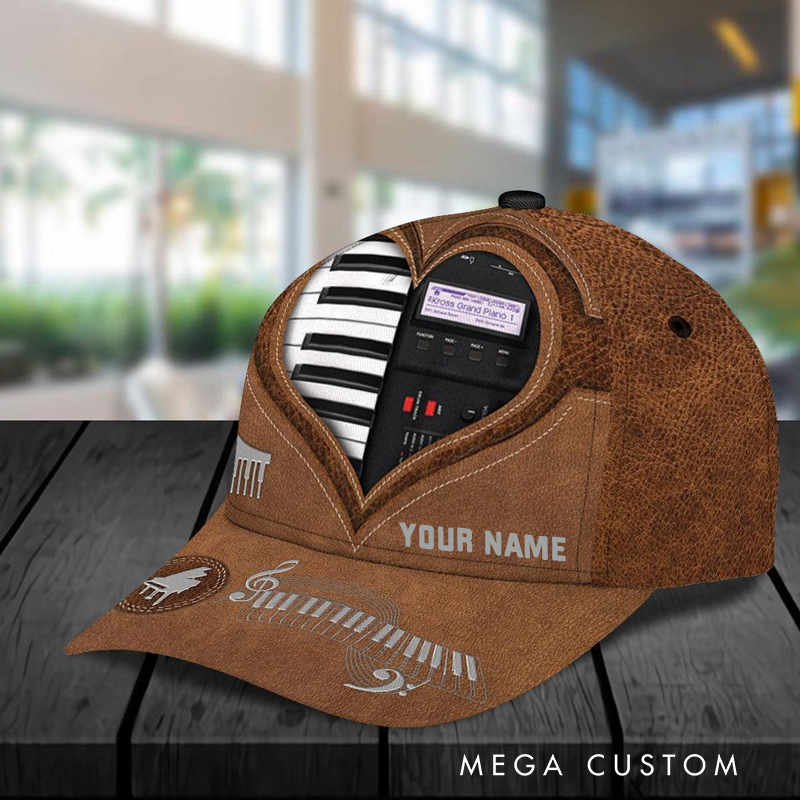 Personalized Name Piano Classic Cap 3D Print Baseball Cap for Music Lover and Piano Lovers Custom Gift
