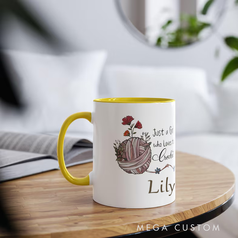 Personalized Just a Girl Who Loves to Crochet Gift Mug Best Friend Novelty Mug Crocheter Birthday Mothers Day Present