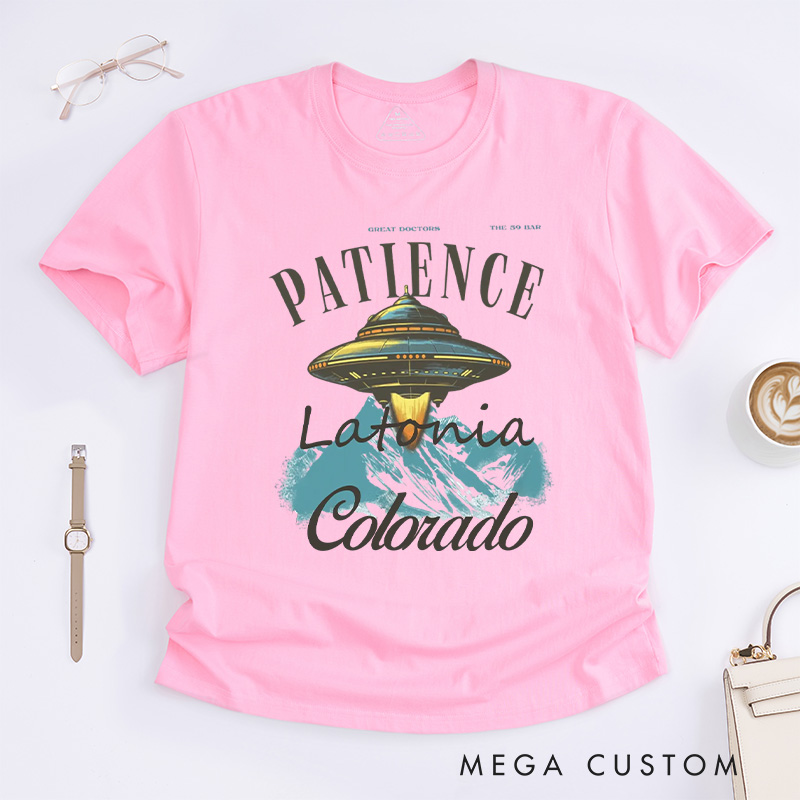 Personalized Patience Classic T-Shirts Alien UFO Tee Funny Retro Travel Poster Shirt Gift For Traveler