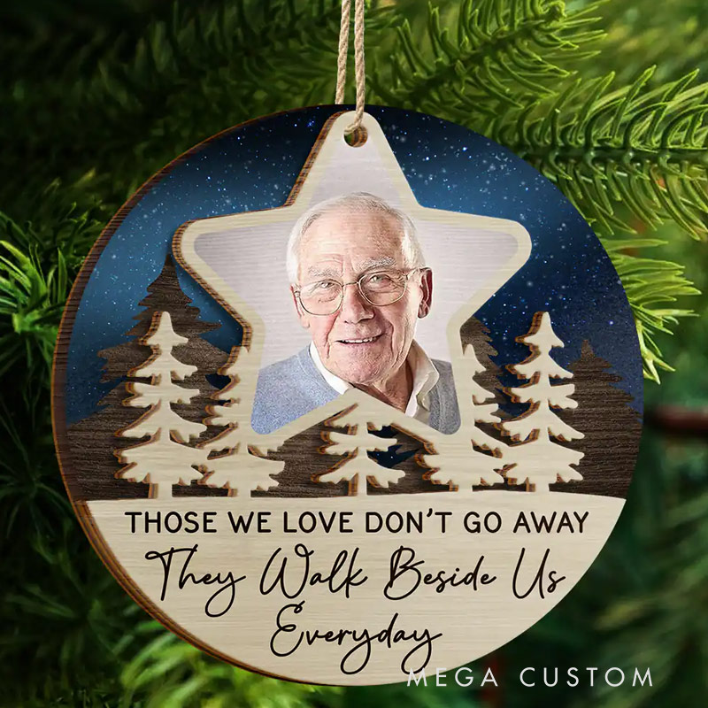 Personalized 2-Layered Wooden Ornament Custom Photo I'll See You On The Other Side Of The Stars Christmas Ornament 