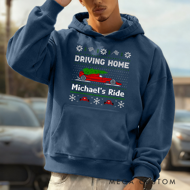 Personalized Christmas Hoodies for Racers and Racing Lovers with Driving Home Design Racing Lovers Unique Gift