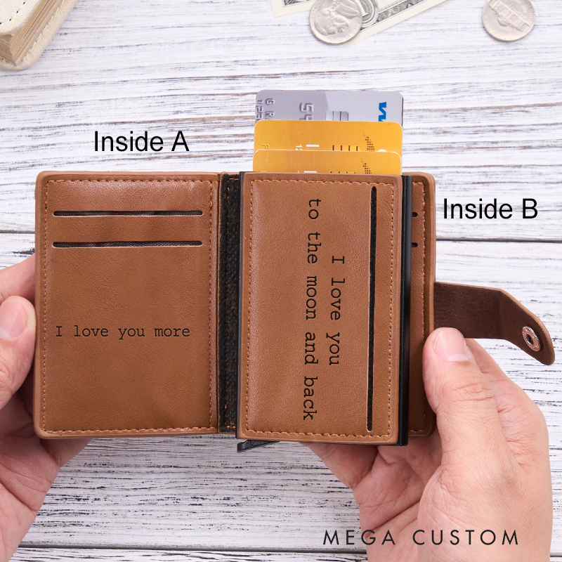 Personalized Leather Wallet For Him Engraved Leather Wallet Engraved Mens Wallet Minimalist Wallet Anniversary Gift For Him Boyfriend Gift Dad Gift Husband Gift
