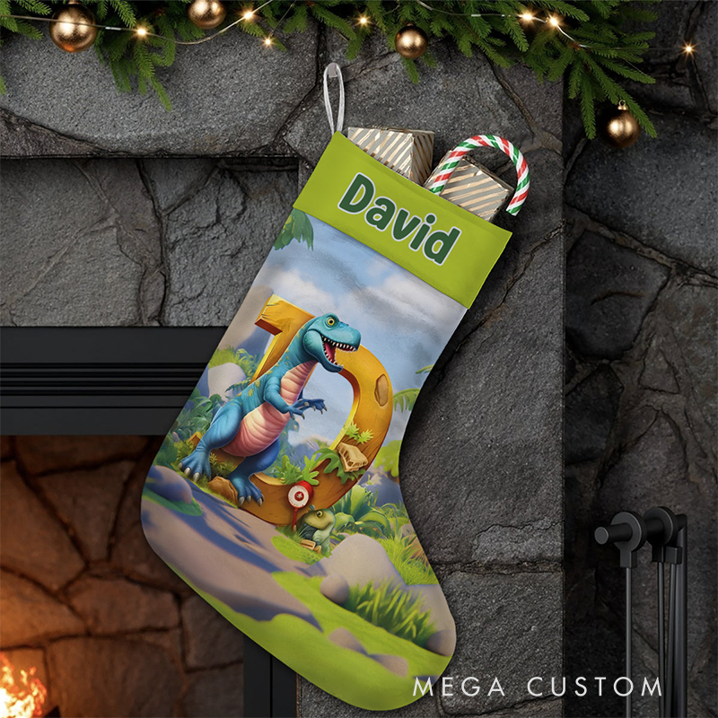 Personalized Dinosaur Alphabet Kid Christmas Stockings